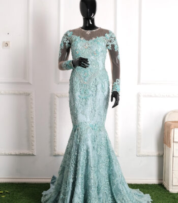 Gaun Mermaid Hijau Mint